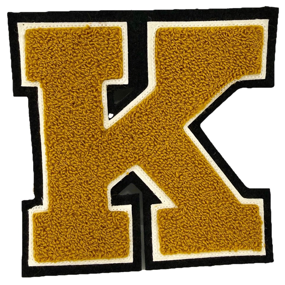 Varsity Letter "K" 6" Patch Yellow Black Chenille‎ Letterman Jacket Patch NEW